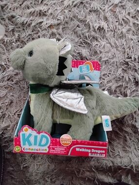 Kid Connection Green Plush Dragon with Silver Wings